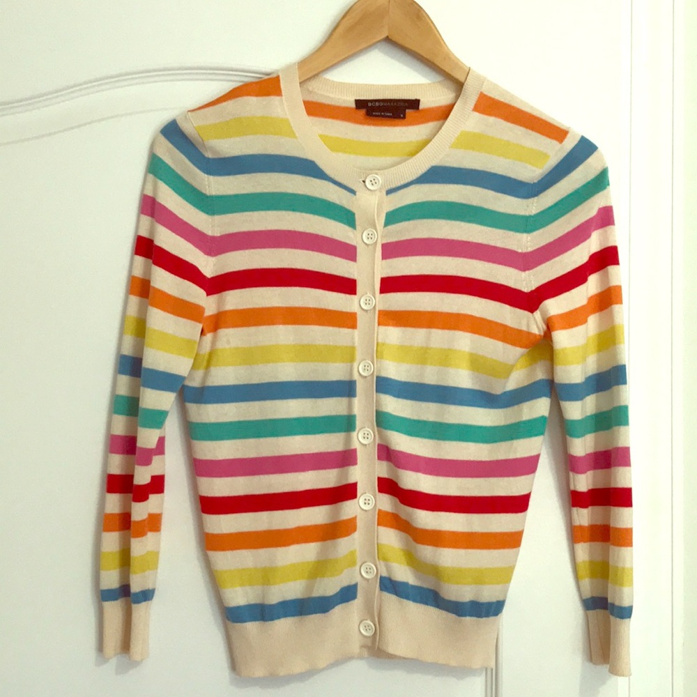 Bcbgmaxazria sweater multicolored striped cardigan